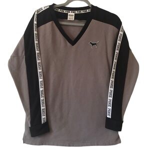 Victoria’s Secret Pink Gray Black Varsity Sweater